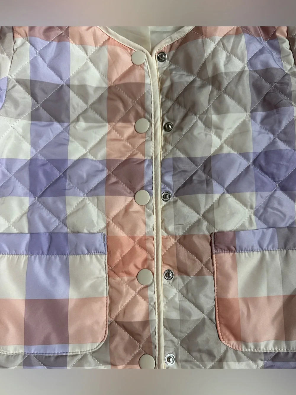H&M 4T Girls Quilted Plaid Lightweight Button Up Jacket